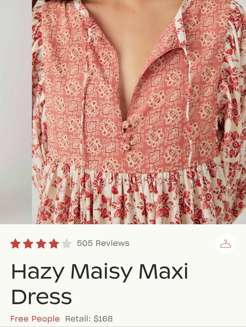 Free People Maxi Dress Size L Red Hazy Maisy Style Unique Details Firm Price - Picture 3 of 16